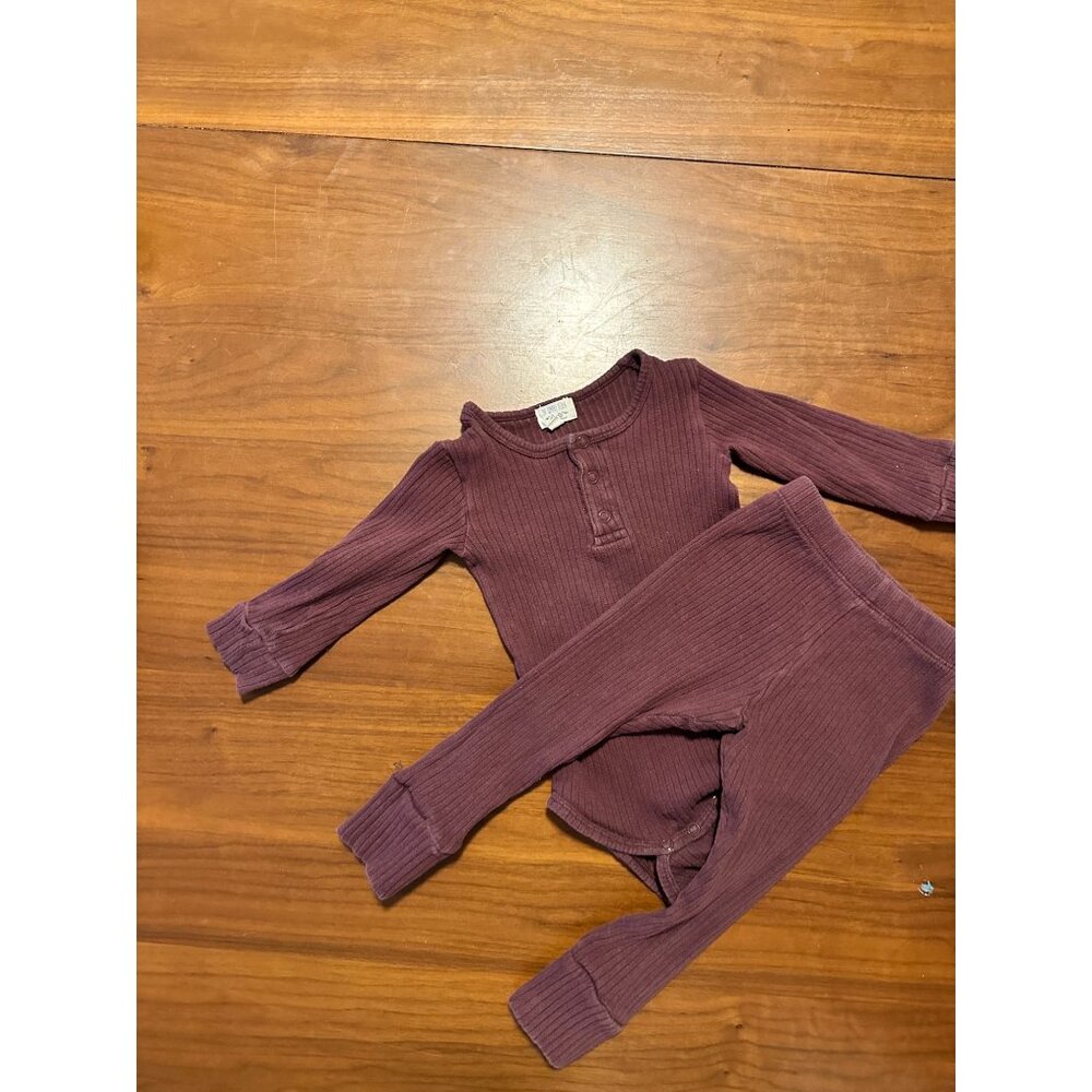 The Simple Folk Organic Cotton Ribbed Long Sleeve Henl and Pant Set 18-24 Months